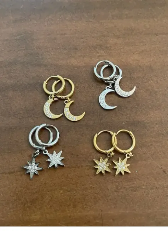 moon & star huggie earrings sold by bubs & sass