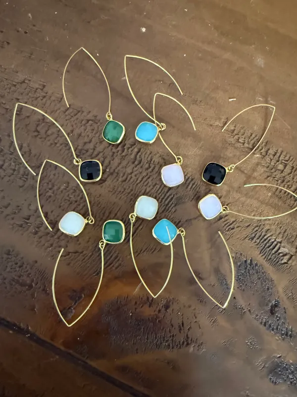 large gold teardrop marquis earrings sold by bubs & sass