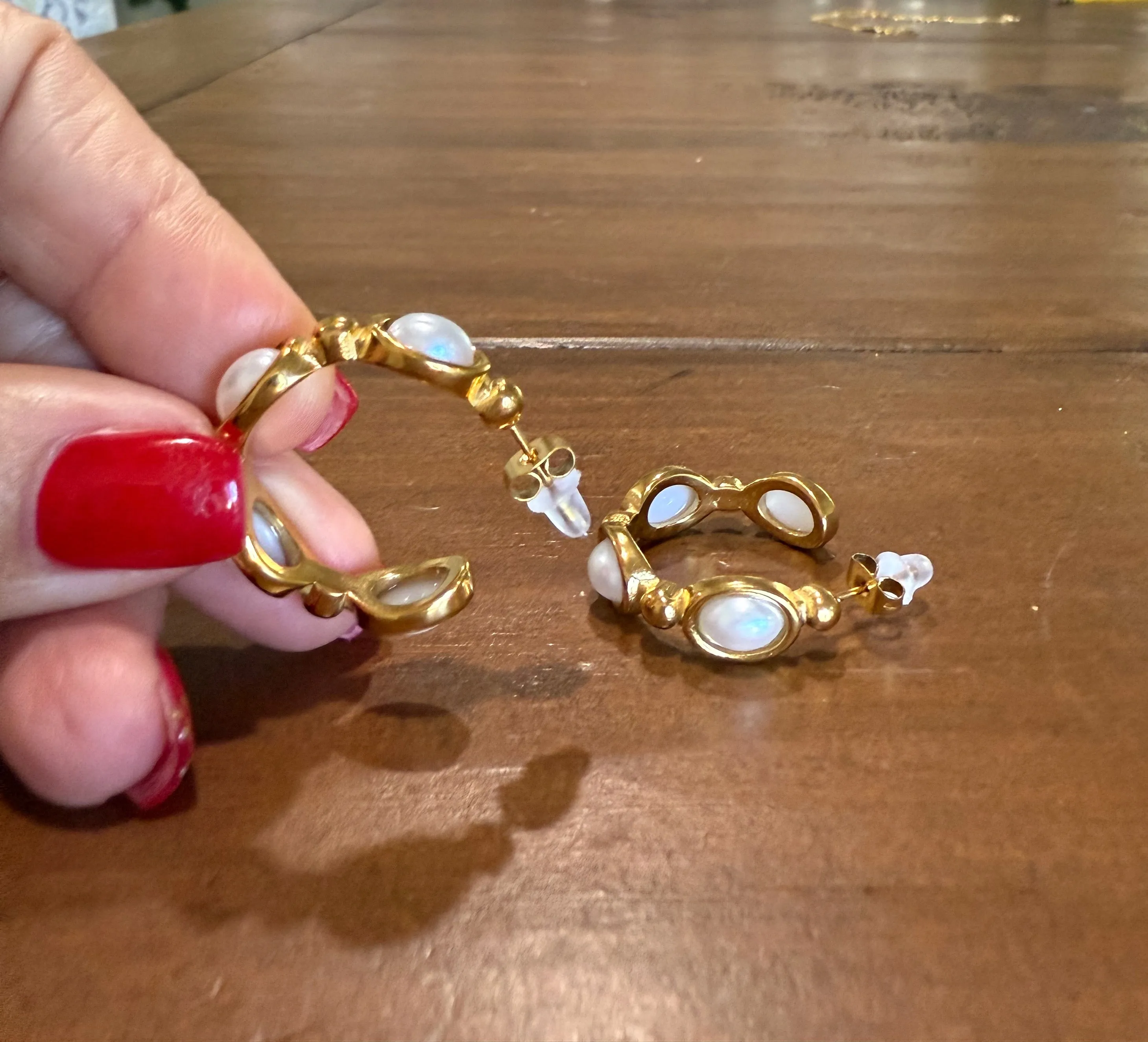 waterproof pearl hoops sold by bubs & sass product image thumbnail 2