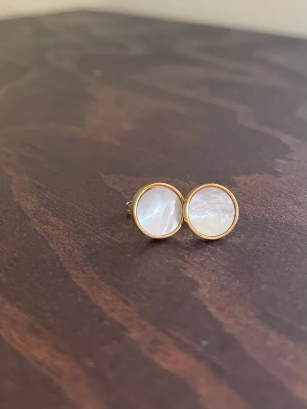 flat pearl stud earrings sold by bubs & sass