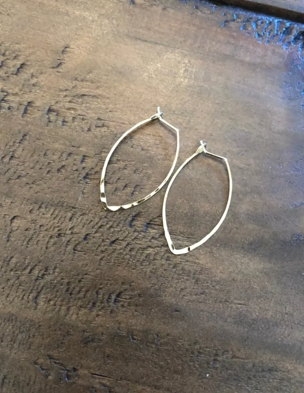 small hammered marquis wire earring sold by bubs & sass