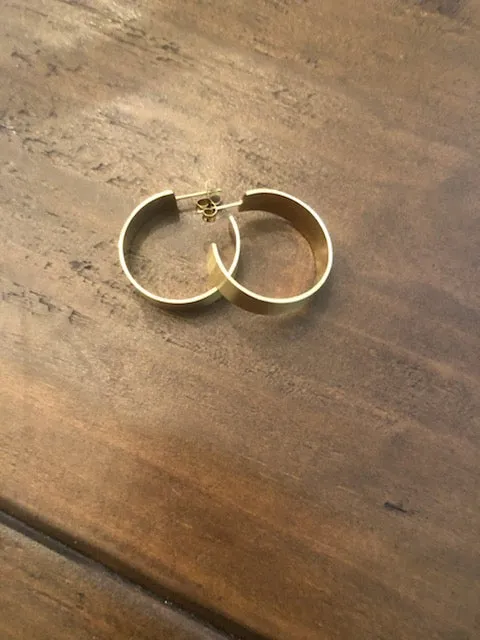 thick matte gold hoop earrings sold by bubs & sass product image thumbnail 2