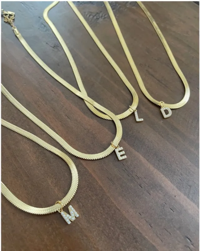 cz snake chain initial made by bubs & sass