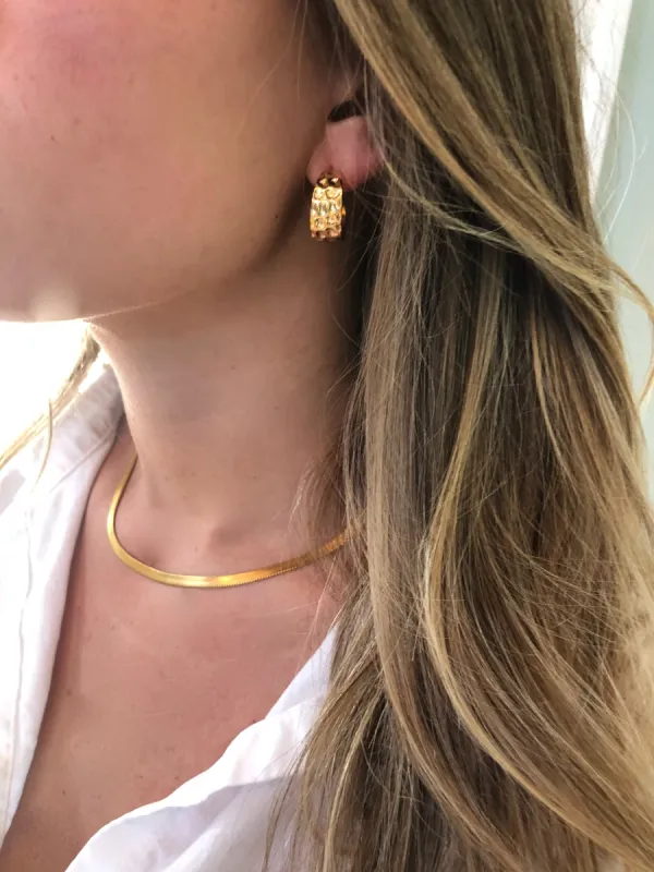chunky hammered hoops sold by bubs & sass