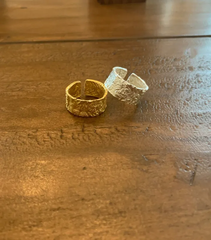 thick hammered band rings sold by bubs & sass