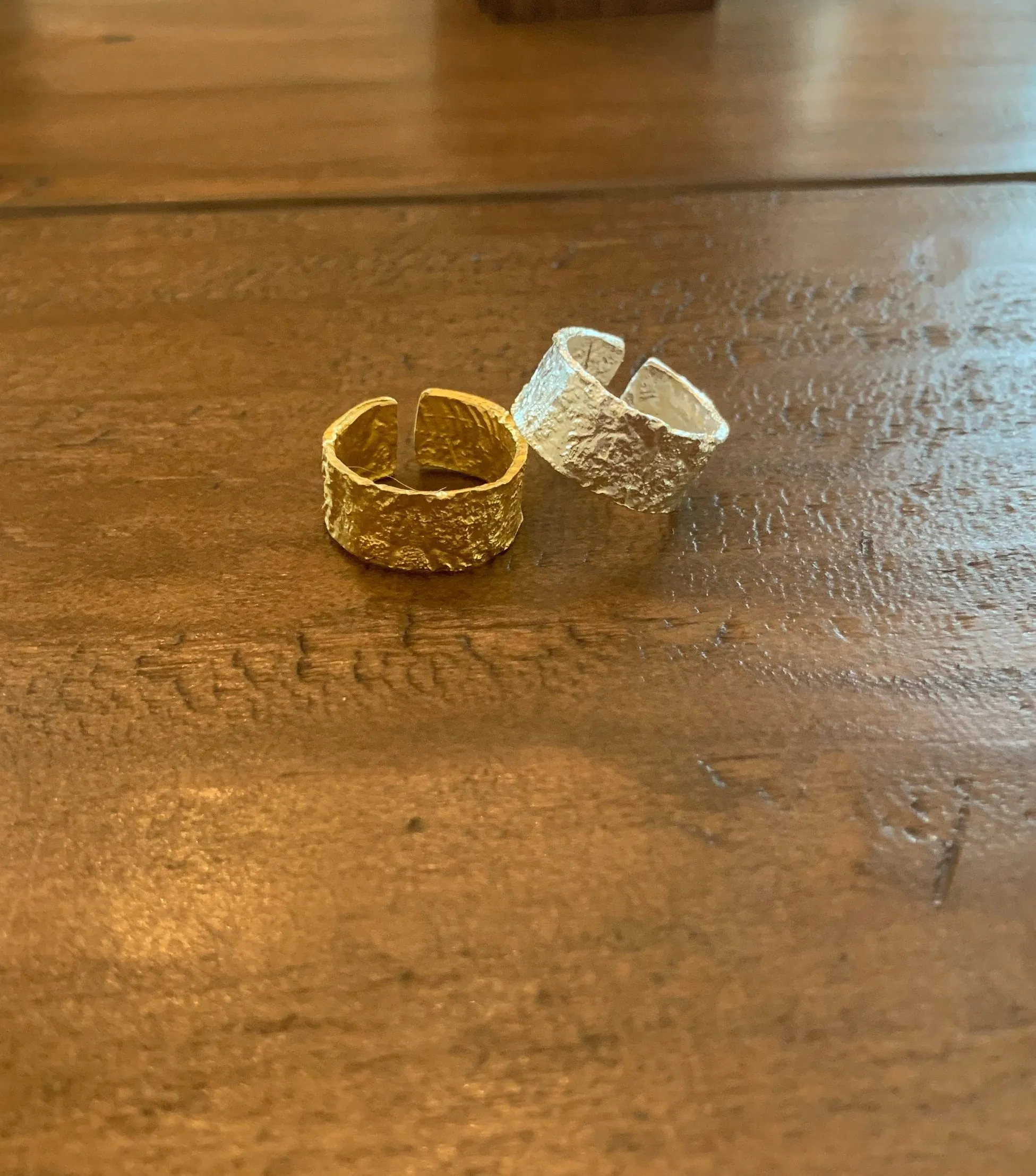 thick hammered band rings sold by bubs & sass