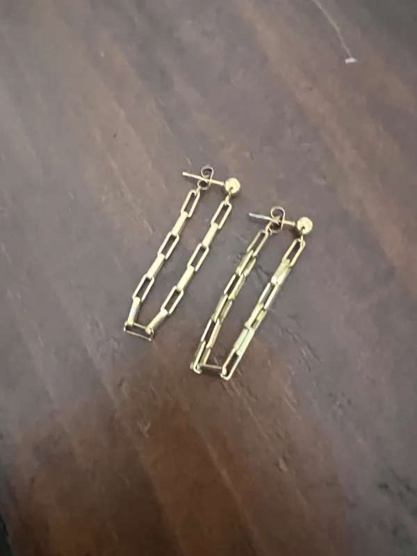 long drop chain hoops sold by bubs & sass