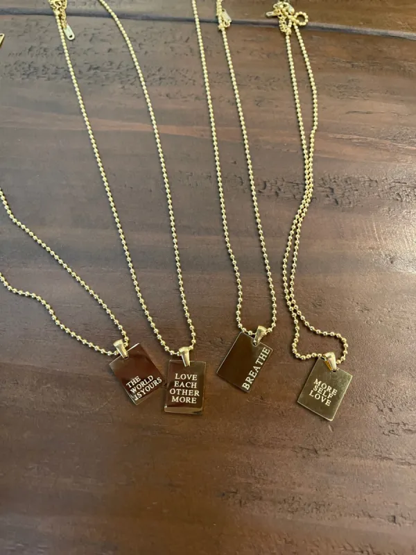 inspiration tag necklaces sold by bubs & sass