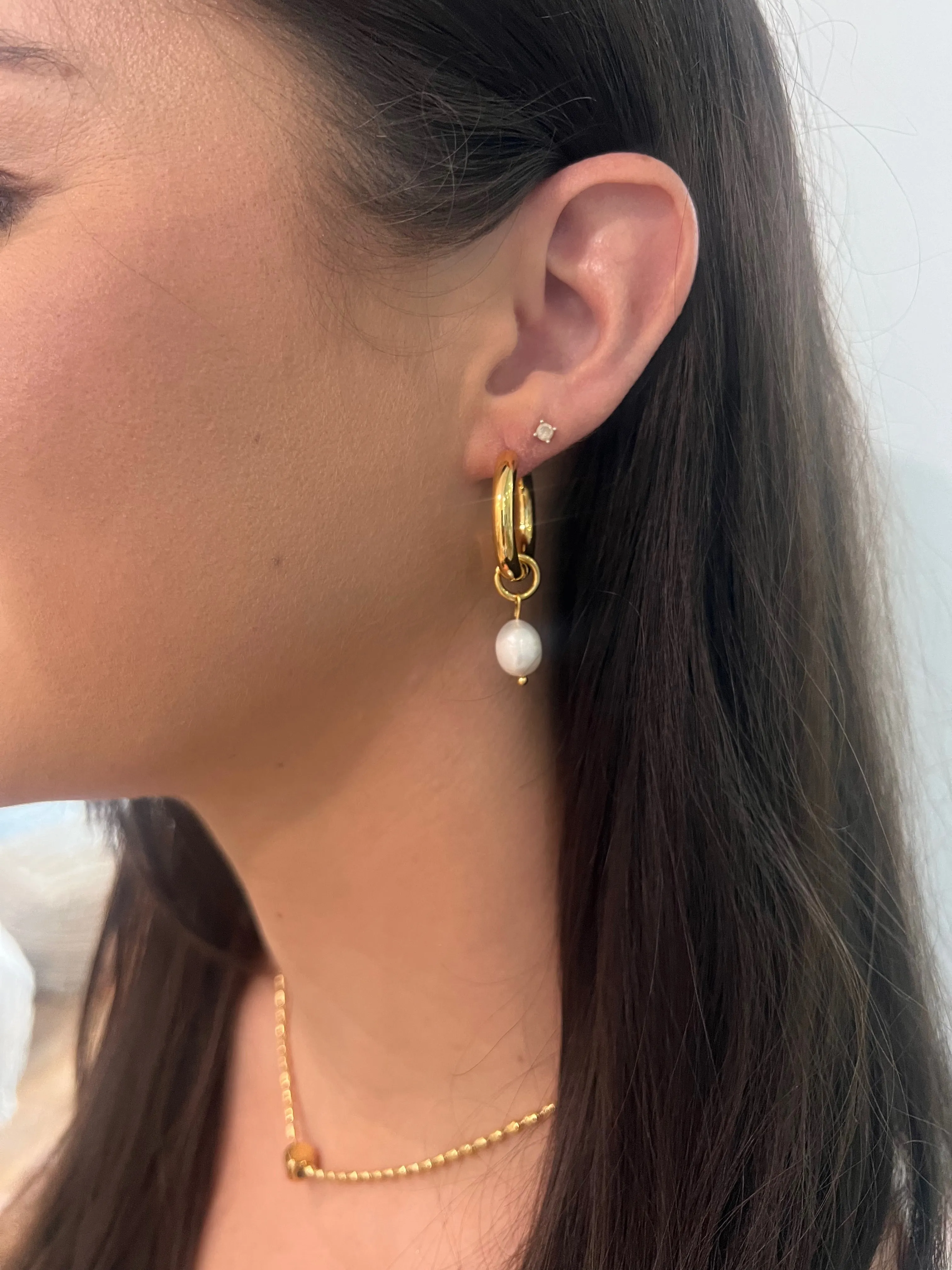 pearl drop hoops sold by bubs & sass product image thumbnail 3