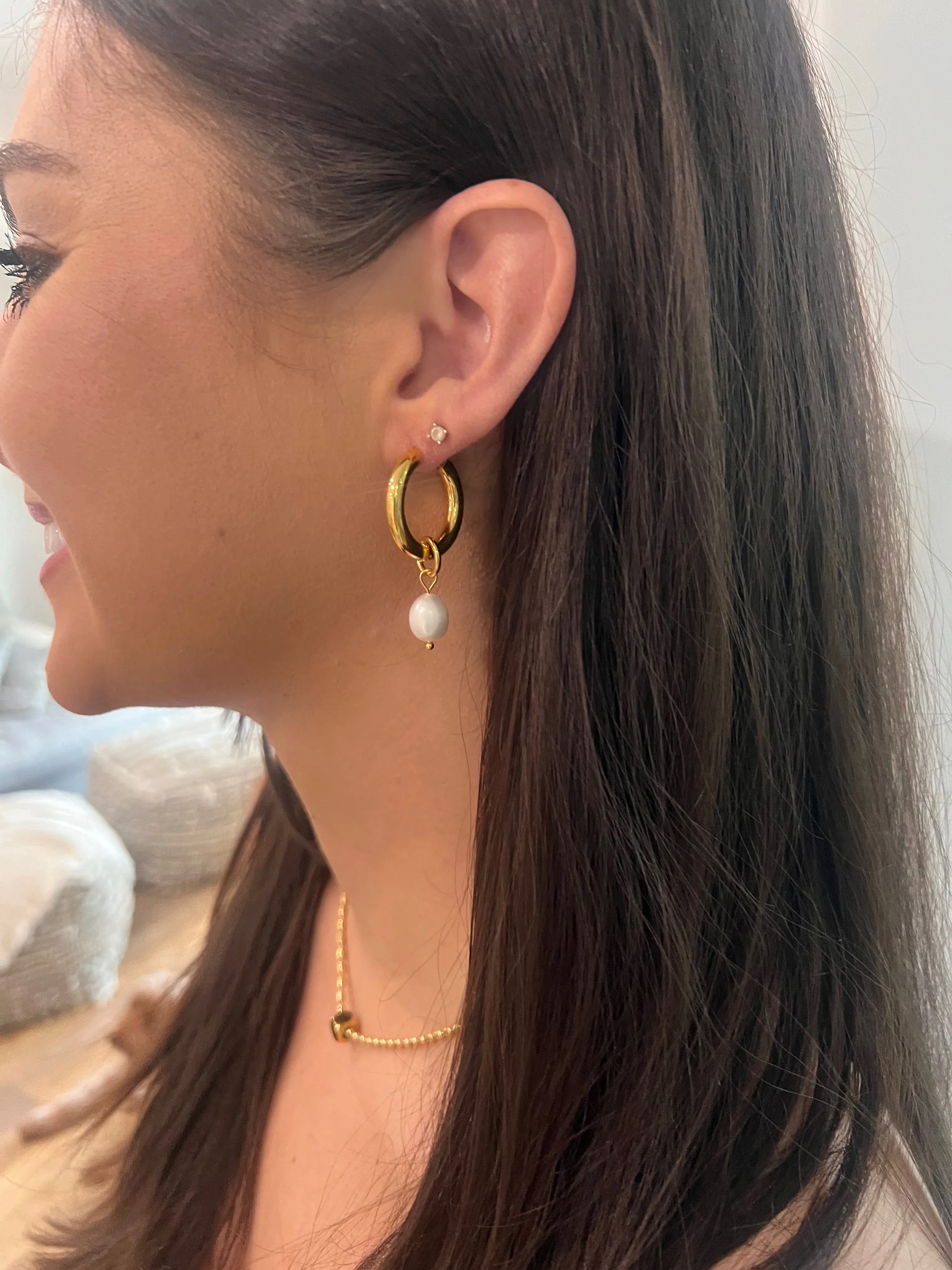 pearl drop hoops sold by bubs & sass product image thumbnail 2