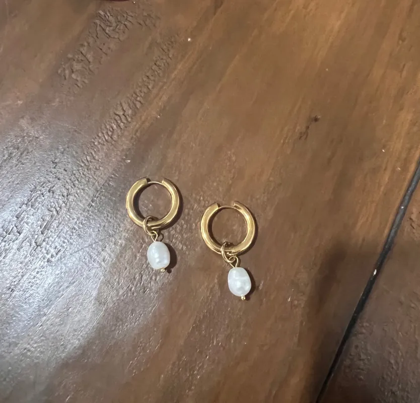 pearl drop hoops sold by bubs & sass