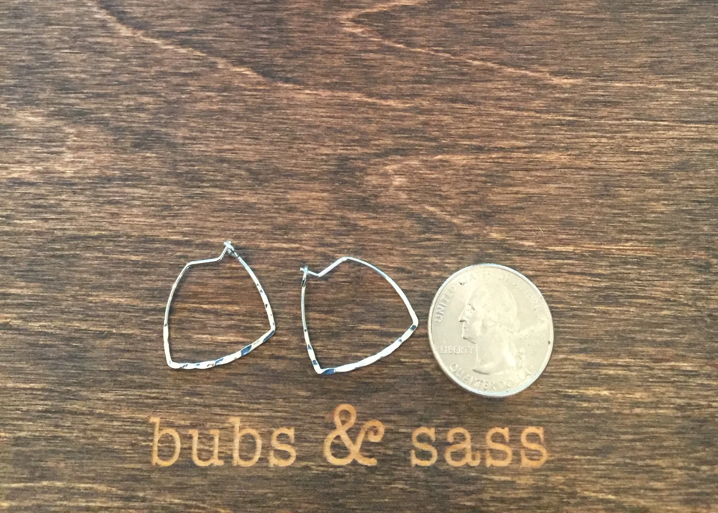 tiny triangle hoop earrings sold by bubs & sass product image thumbnail 3