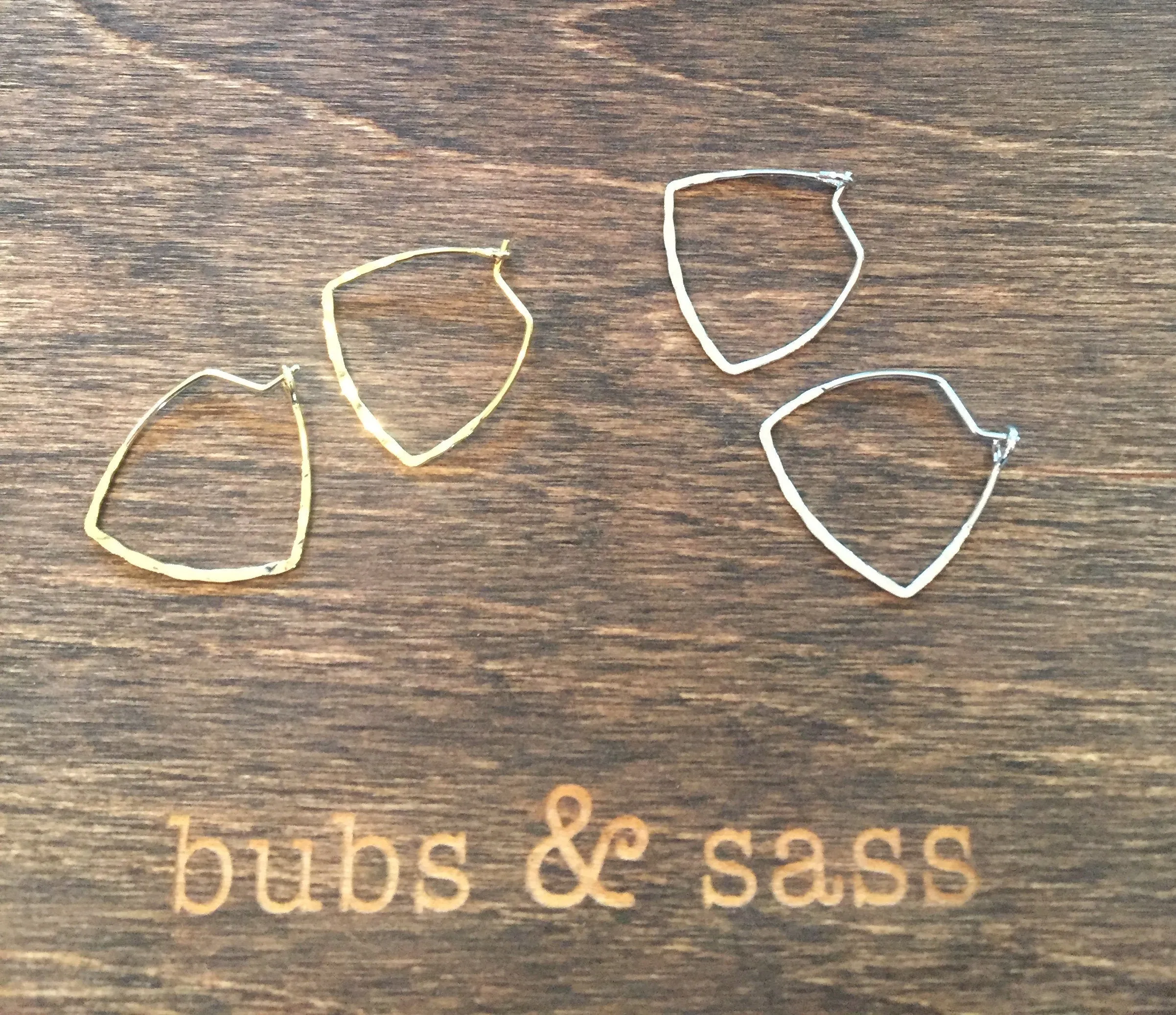 tiny triangle hoop earrings sold by bubs & sass product image thumbnail 2