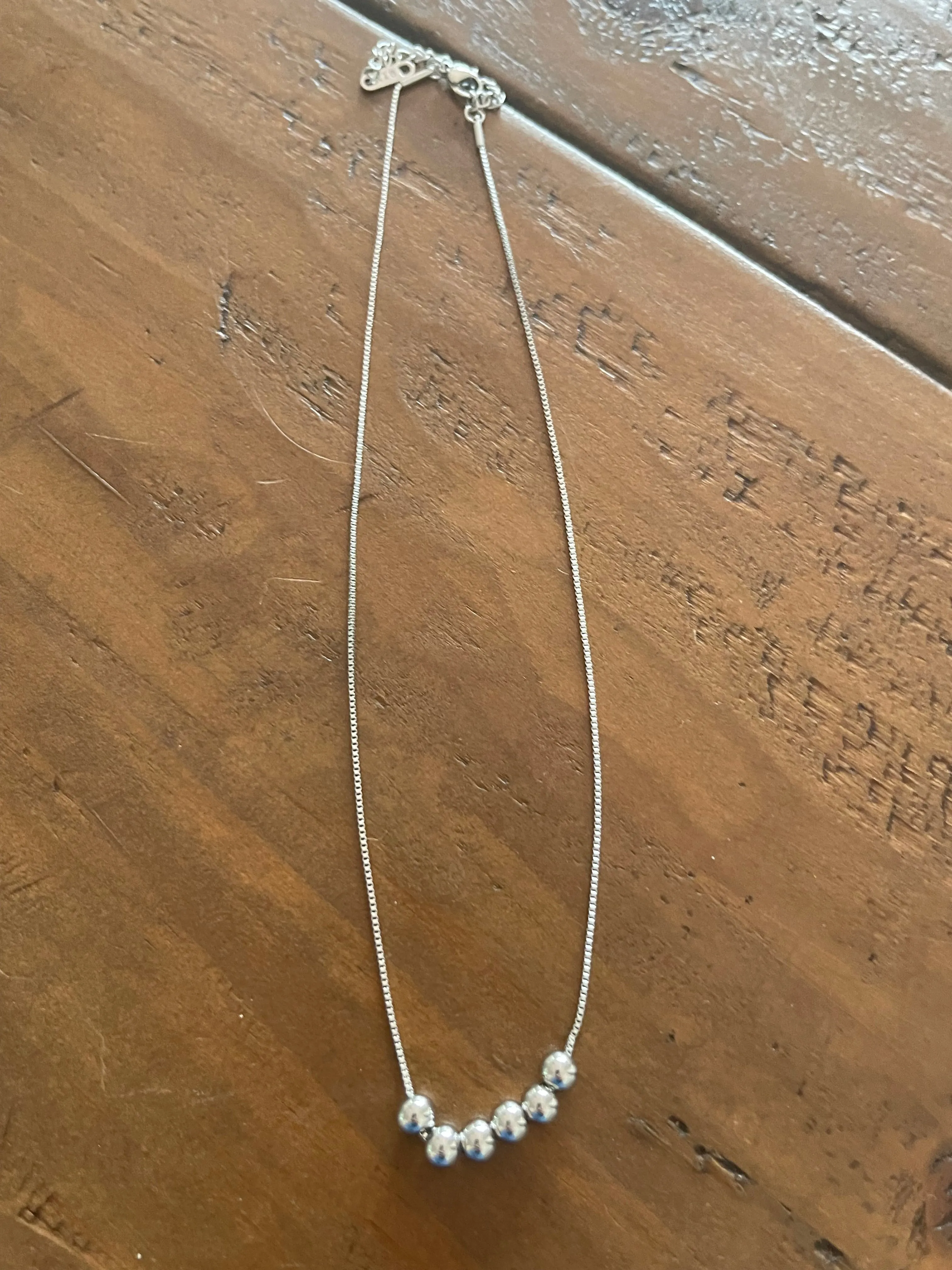 simple stainless steel beaded necklace sold by bubs & sass product image thumbnail 3