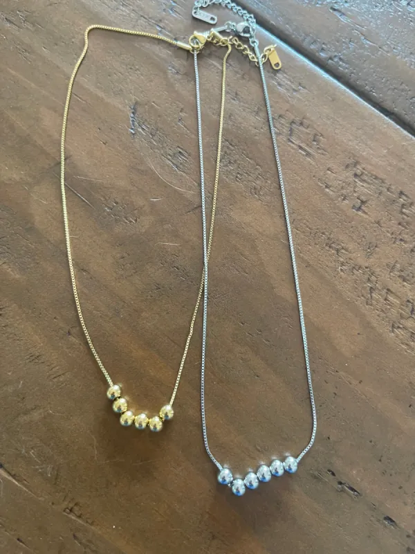 simple stainless steel beaded necklace sold by bubs & sass