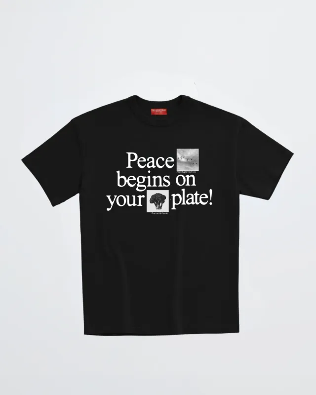 PEACE BEGINS ON YOUR PLATE TEE sold by Dont Eat the Homies