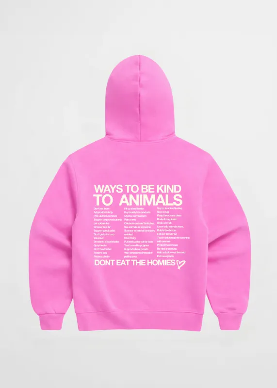 WAYS TO BE KIND TO ANIMALS HOODIE made by Dont Eat the Homies