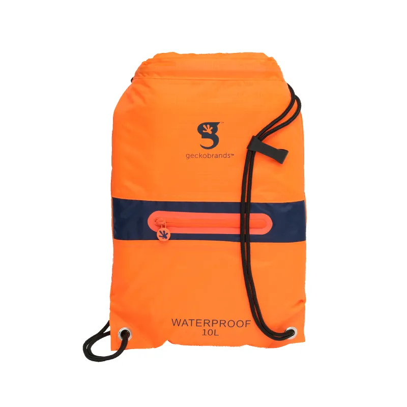 WATERPROOF DRAWSTRING BACKPACK WITH ZIP POCKET made by Geckobrands