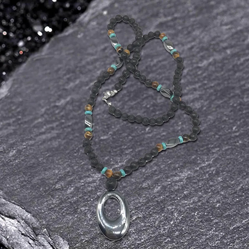 Hollow Round Stone Men’s Motorcycle Rosary Necklace sold by GTHIC product image thumbnail 4