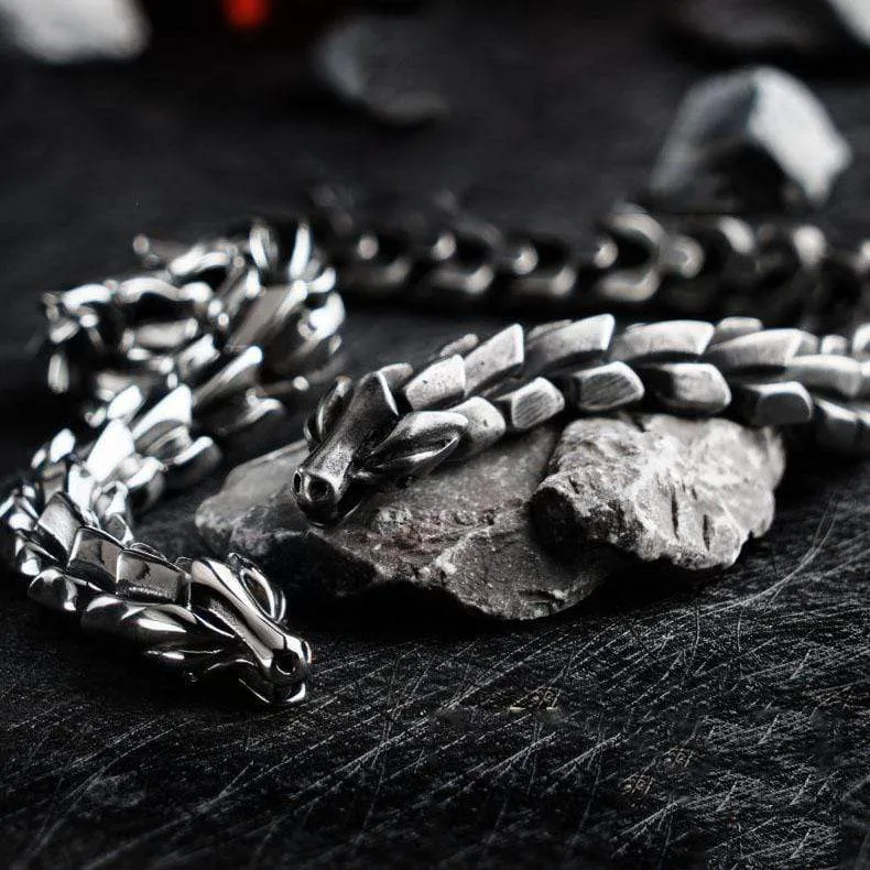 Vintage Dragon Scale Stainless Steel Bracelet sold by GTHIC