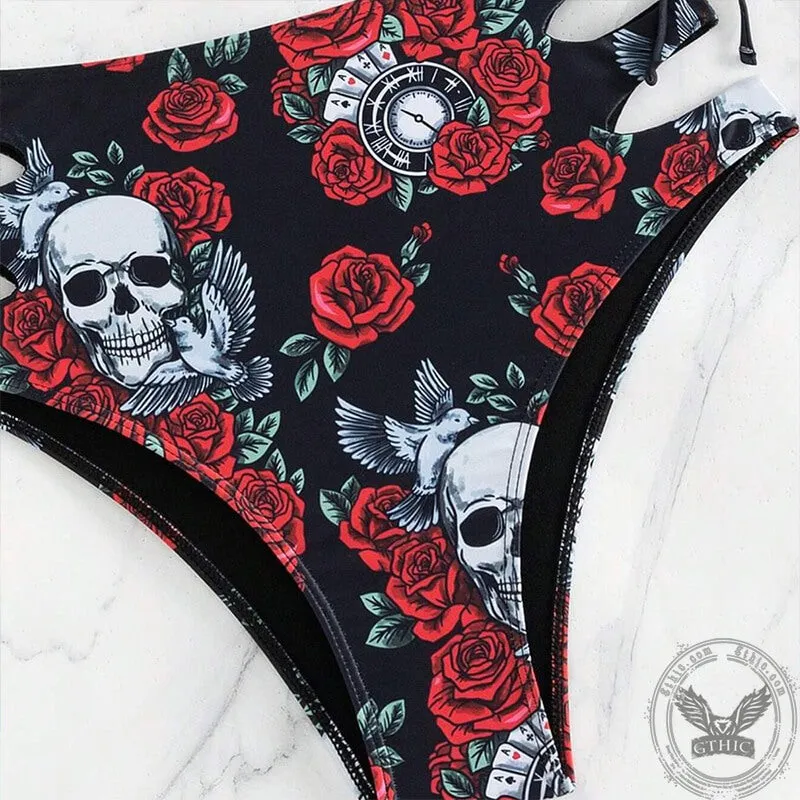 Gothic Rose Floral Skull Bikini Set sold by GTHIC product image thumbnail 5
