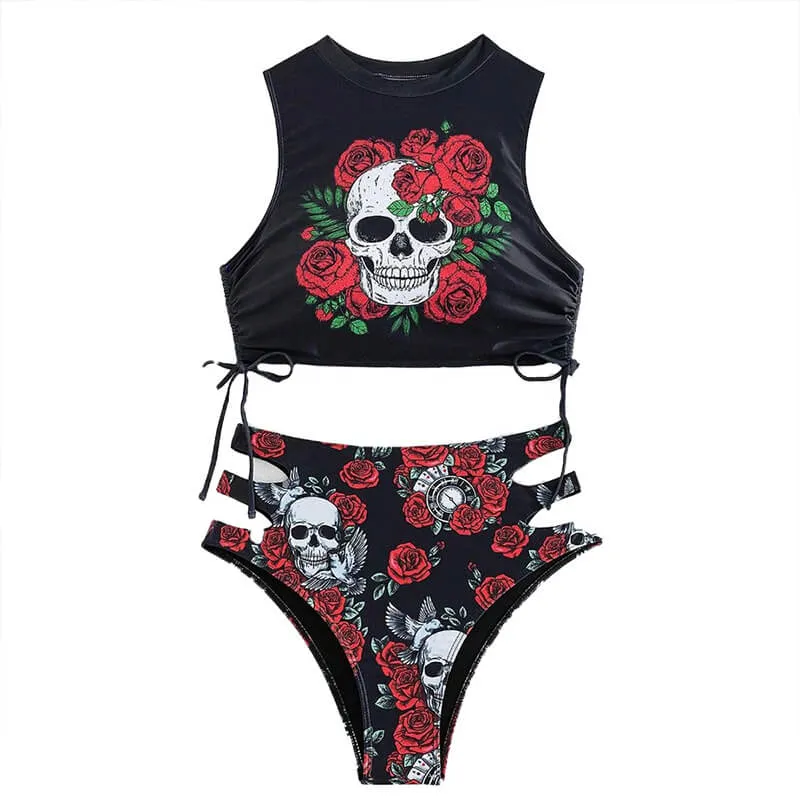 Gothic Rose Floral Skull Bikini Set sold by GTHIC product image thumbnail 4