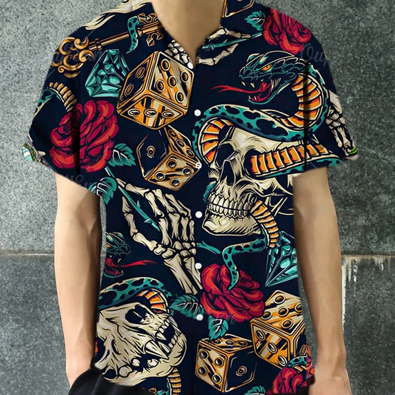 Horror Skull Print Polyester Hawaiian Shirt sold by GTHIC product image thumbnail 2