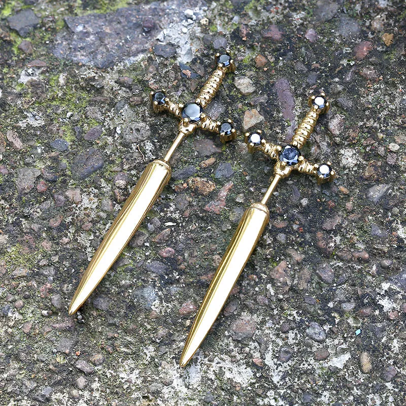 Gothic Sword Stainless Steel Stud Earrings sold by GTHIC product image thumbnail 4