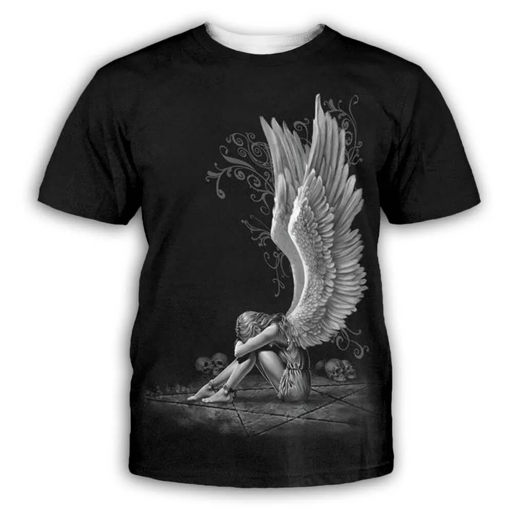 Angel Goddess Polyester Skull T-shirt sold by GTHIC