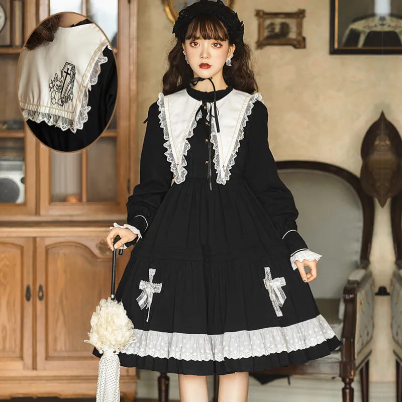 Gothic Ruffle Lace Cotton Lolita Dress sold by GTHIC