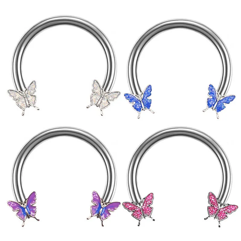 16G Butterfly Multi-Purpose Stainless Steel Septum Piercing Ring sold by GTHIC