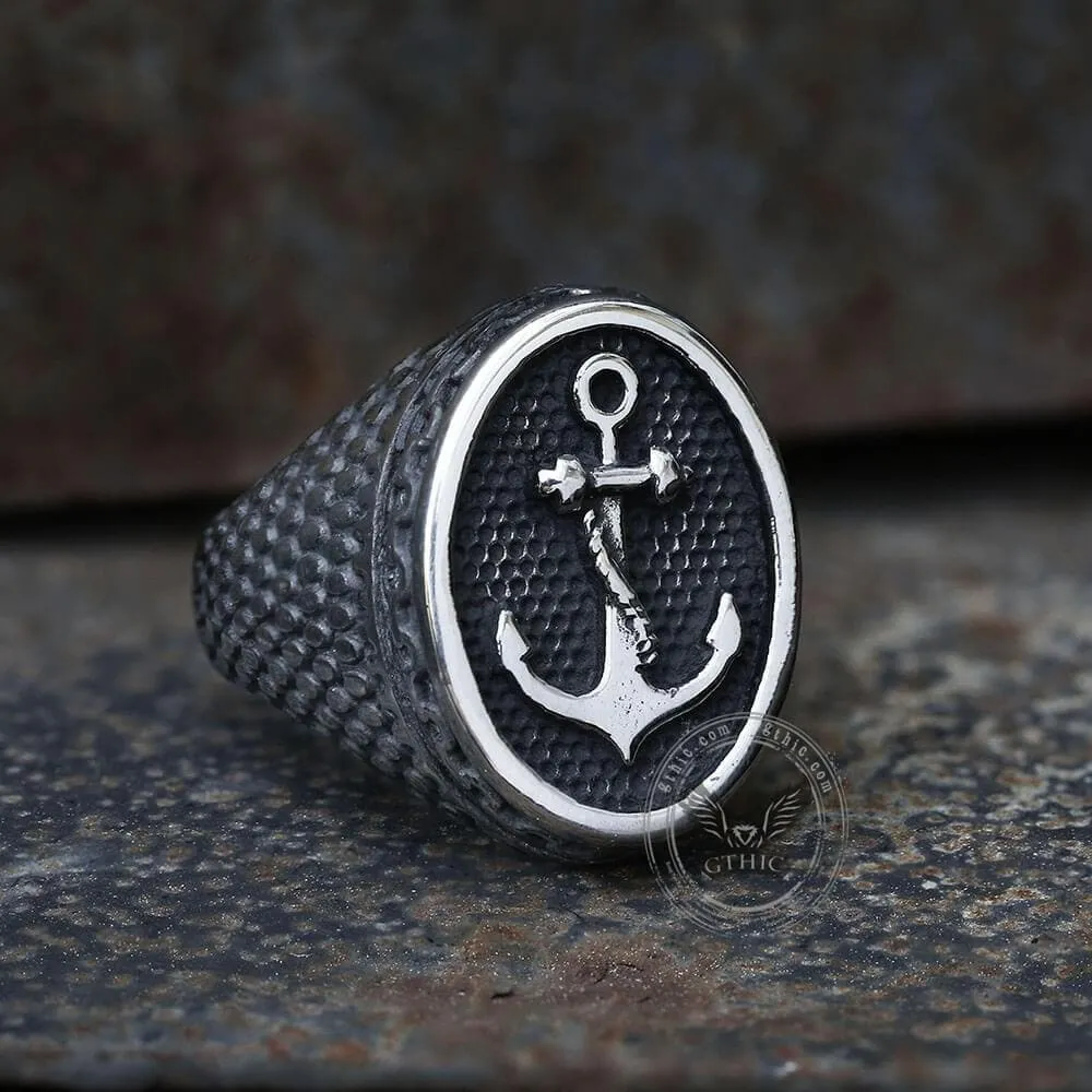 Carved Anchor Stainless Steel Marine Ring sold by GTHIC product image thumbnail 4