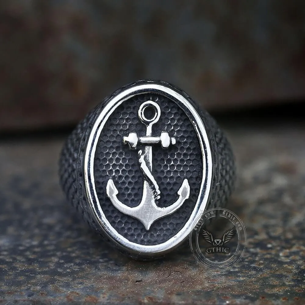 Carved Anchor Stainless Steel Marine Ring sold by GTHIC product image thumbnail 3