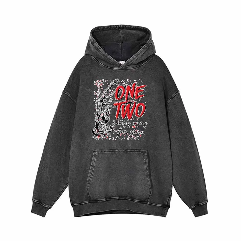 One Two Skull Hand Vintage Washed Hoodie Sweatshirt sold by GTHIC