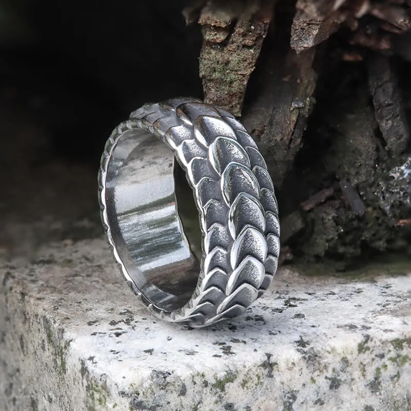Retro Dragon Spine Stainless Steel Ring sold by GTHIC
