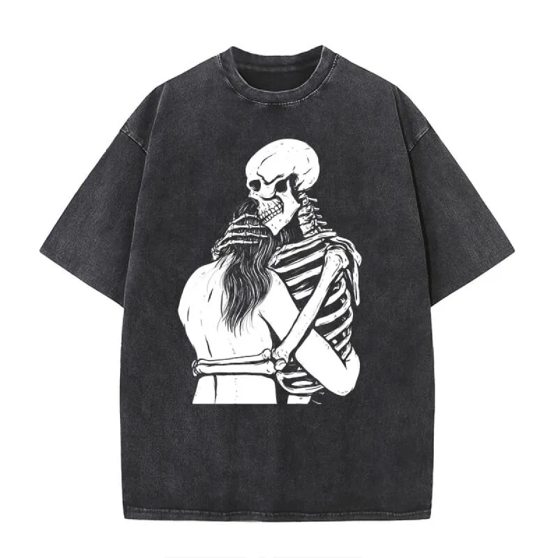 Girl Skeleton Hug Vintage Washed T-shirt sold by GTHIC