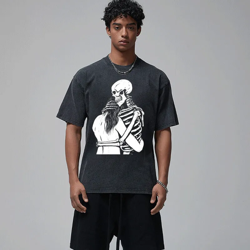 Girl Skeleton Hug Vintage Washed T-shirt sold by GTHIC product image thumbnail 2
