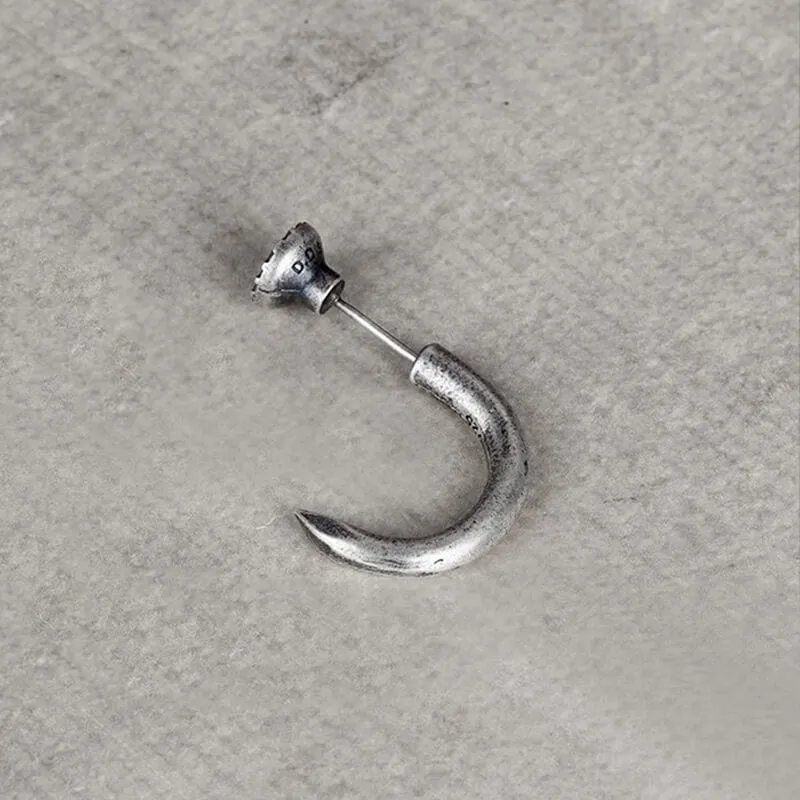 Punk Bent Hook Straight Nail Sterling Silver Stud Earring sold by GTHIC product image thumbnail 3