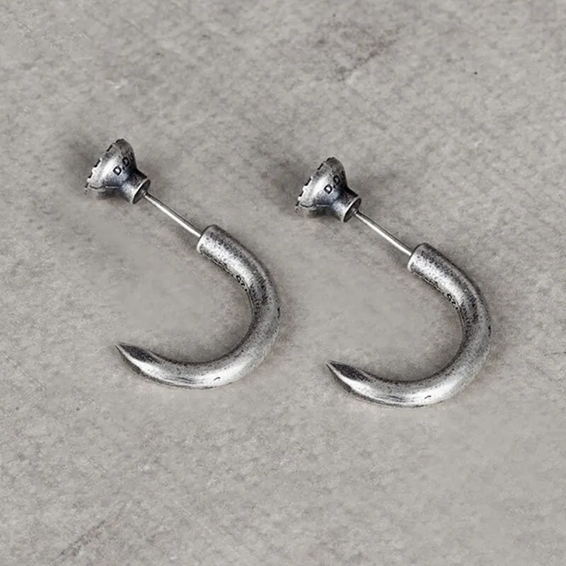 Punk Bent Hook Straight Nail Sterling Silver Stud Earring sold by GTHIC product image thumbnail 2