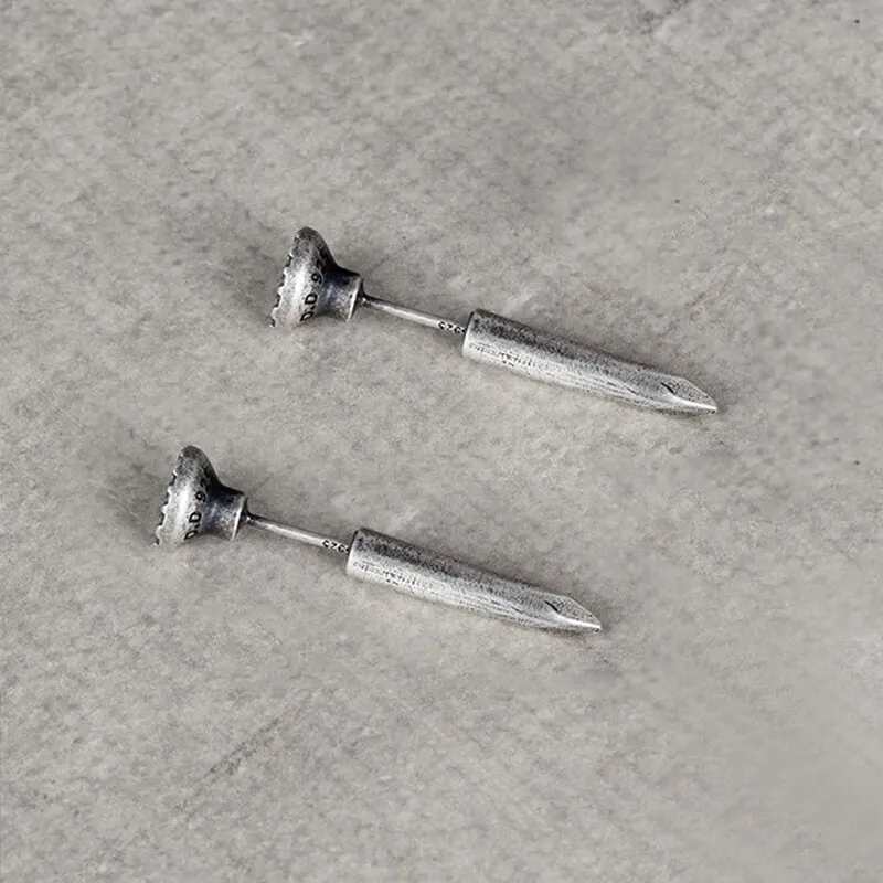 Punk Bent Hook Straight Nail Sterling Silver Stud Earring sold by GTHIC product image thumbnail 4