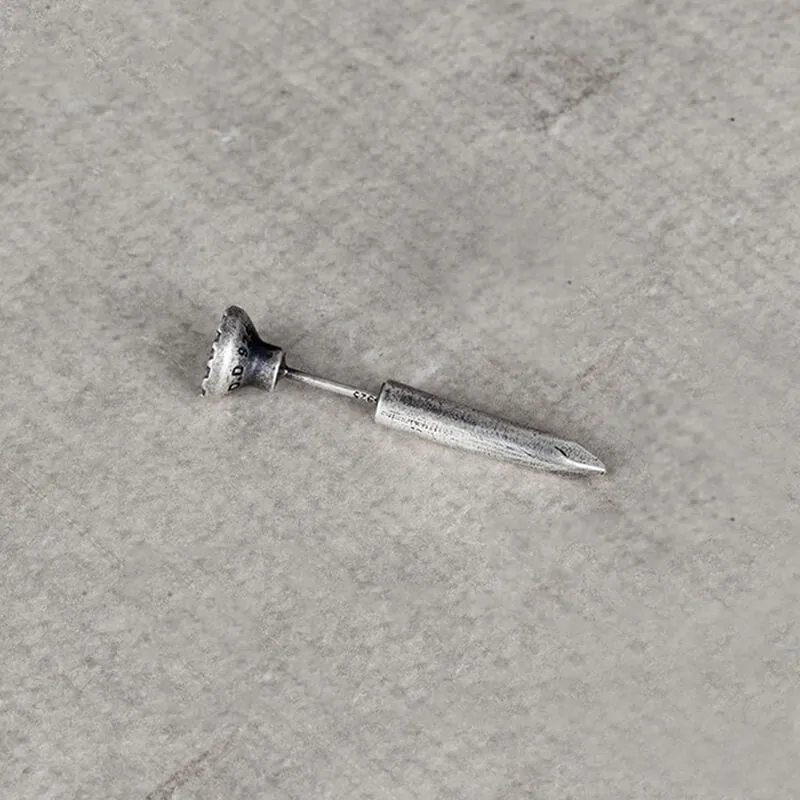 Punk Bent Hook Straight Nail Sterling Silver Stud Earring sold by GTHIC product image thumbnail 5