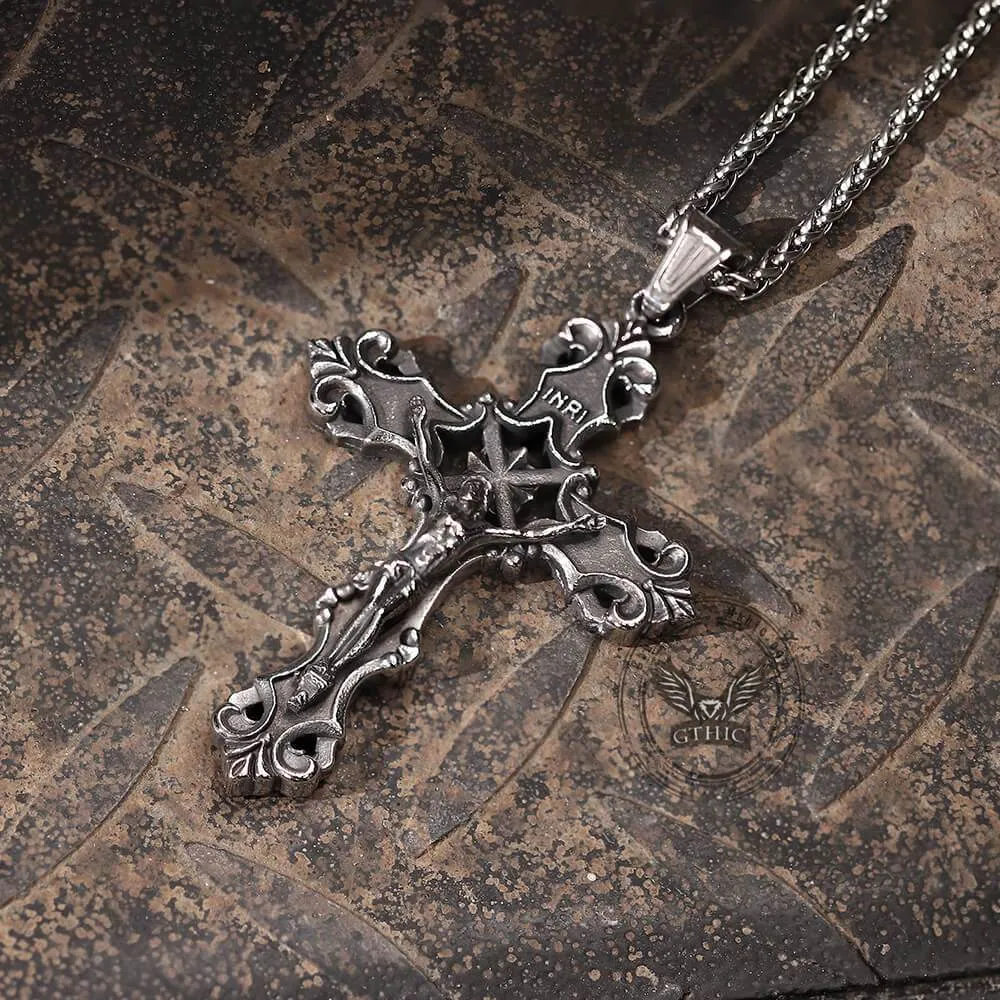 INRI Budded Cross Stainless Steel Pendant sold by GTHIC product image thumbnail 3