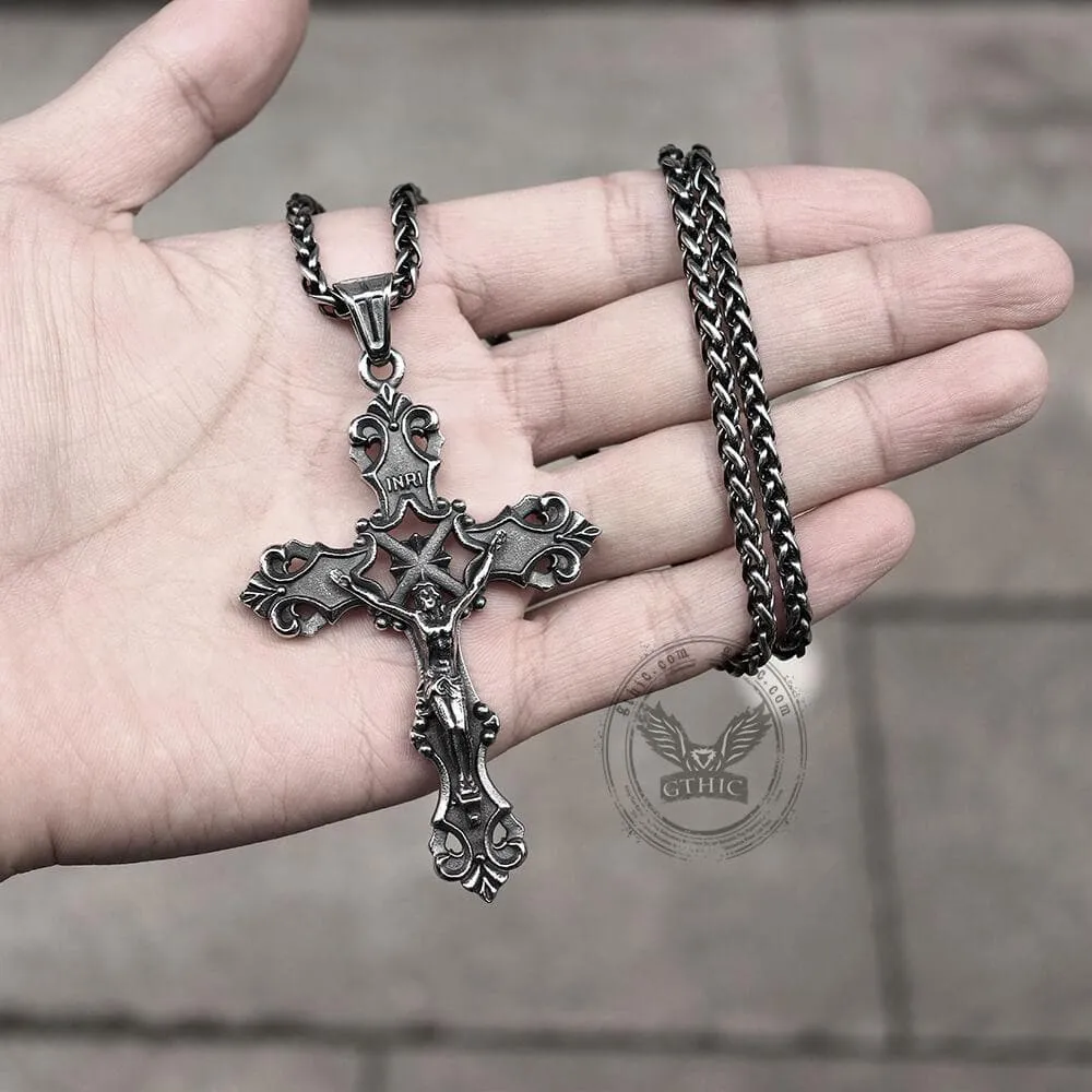 INRI Budded Cross Stainless Steel Pendant sold by GTHIC product image thumbnail 2