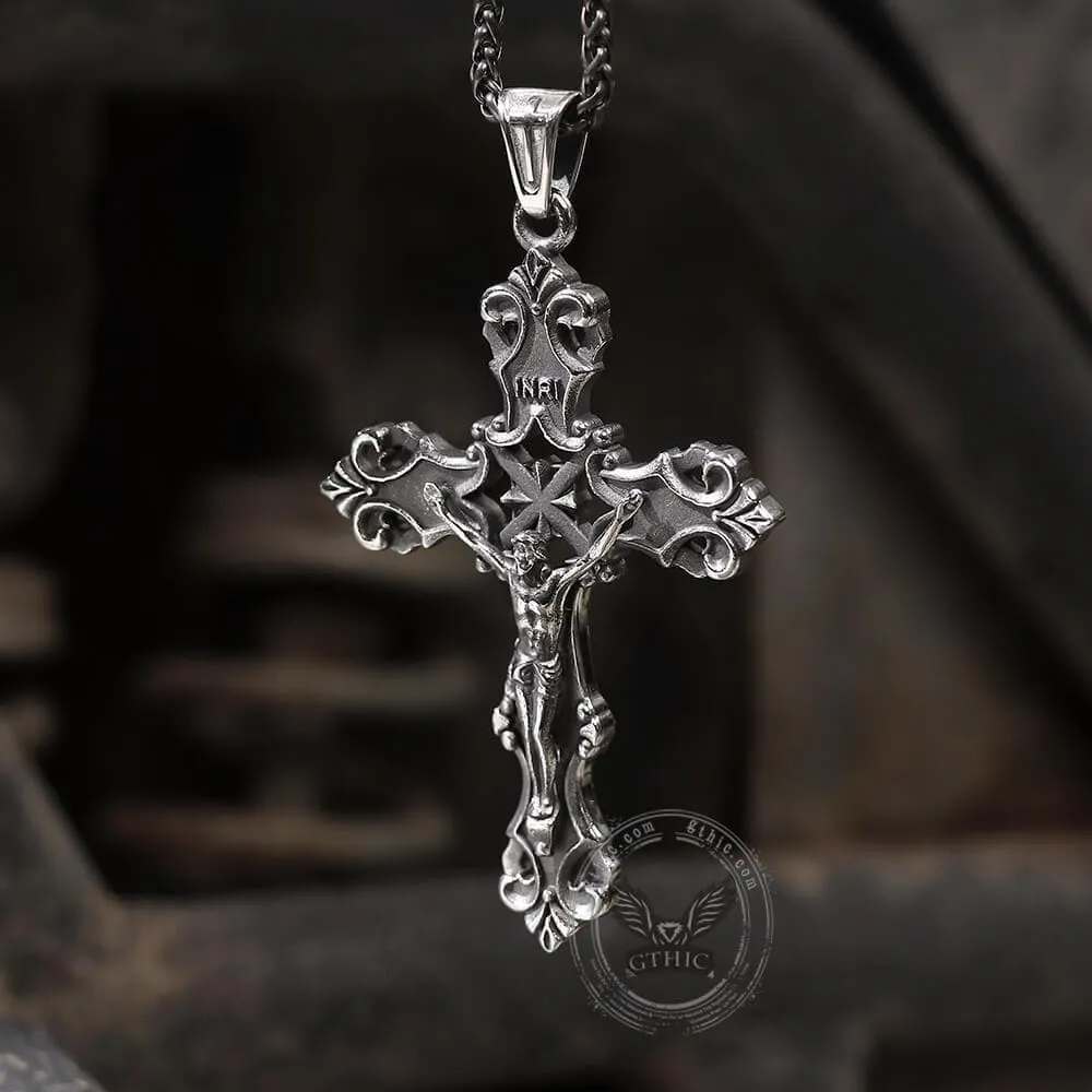 INRI Budded Cross Stainless Steel Pendant sold by GTHIC product image thumbnail 4