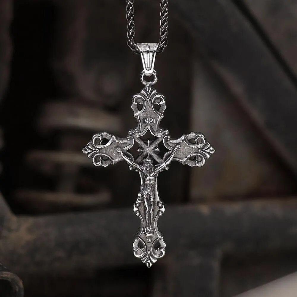 INRI Budded Cross Stainless Steel Pendant sold by GTHIC
