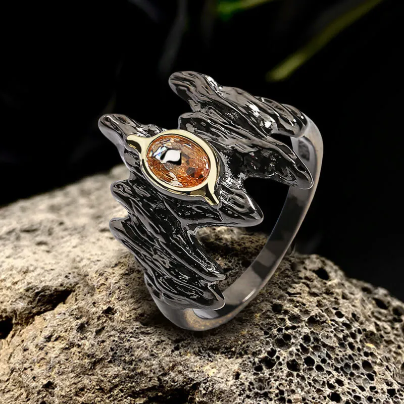Irregular Black Bark Brass Gothic Ring sold by GTHIC