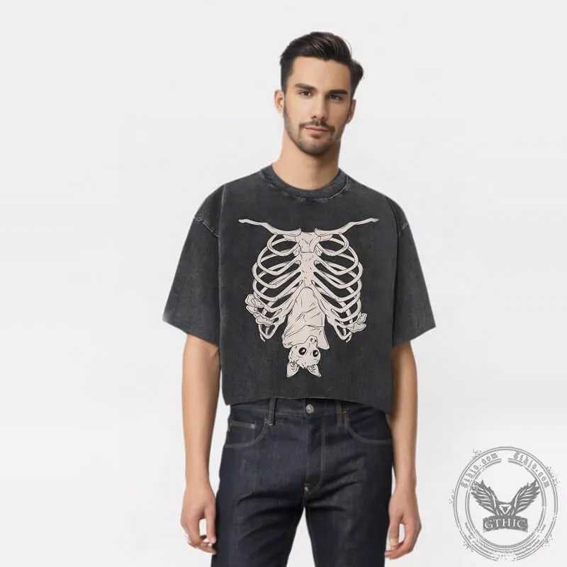 Vintage Washed Creepy Bat Skeleton T-shirt sold by GTHIC product image thumbnail 2