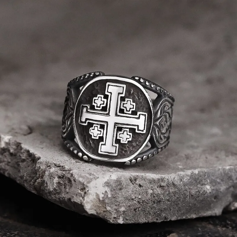Jerusalem Cross Stainless Steel Religion Ring sold by GTHIC