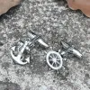 Anchor Rudder Brass Bullet Back Cufflinks sold by GTHIC