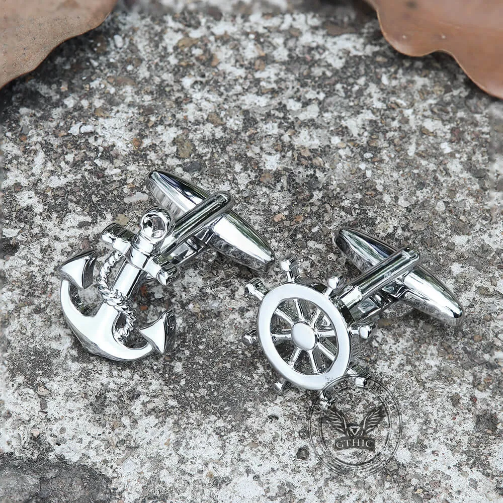 Anchor Rudder Brass Bullet Back Cufflinks sold by GTHIC product image thumbnail 5